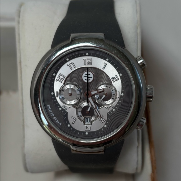 Philip Stein Other - Philip Stein Silver and Black Chronograph Watch Natural Frequency Technology